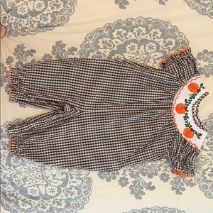 Lil Cactus smocked pumpkin romper 12-18 months